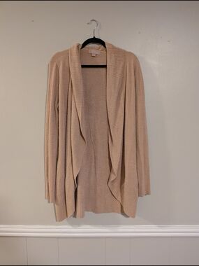 Barefoot Dreams Cozy Tan Open-Front Sweater Size M